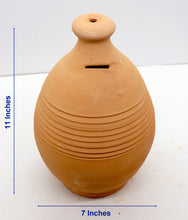 Load image into Gallery viewer, Terracotta Piggy Bank, Handmade Roman Clay coin Bank, Money pot box, Savings coin jar, Money pot, Coin container holder, Must break to open