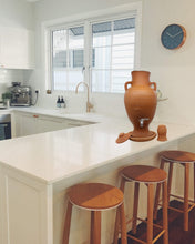 Load image into Gallery viewer, clay dispenser, Handcrafted Earthen Clay Water Pot with Lid, Terracotta Vessel, clay glass and tap, 13 Liter