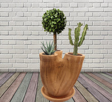 Load image into Gallery viewer, Handmade Tri column plant pot, Three pot Pottery Clay Planter, Natural Terracotta plant pot, flower pots with Saucer, earthenware flowerpots
