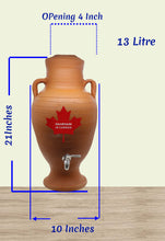 Load image into Gallery viewer, clay dispenser, Handcrafted Earthen Clay Water Pot with Lid, Terracotta Vessel, clay glass and tap, 13 Liter