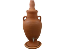 Load image into Gallery viewer, clay dispenser, Handcrafted Earthen Clay Water Pot with Lid, Terracotta Vessel, clay glass and tap, 13 Liter