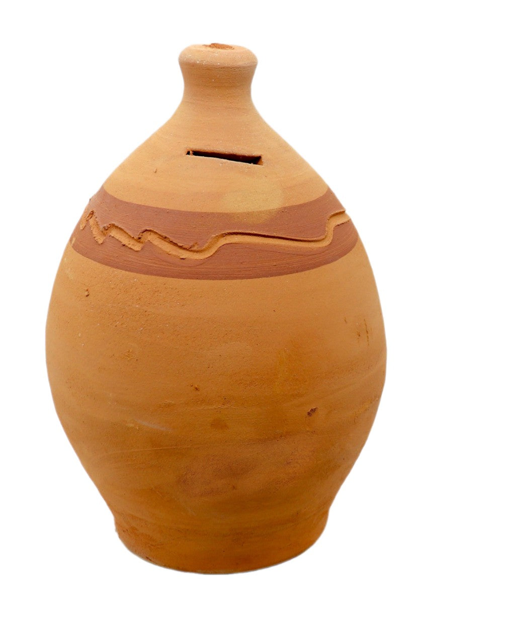 Terracotta Piggy Bank, Handmade Roman Clay coin Bank, Money pot