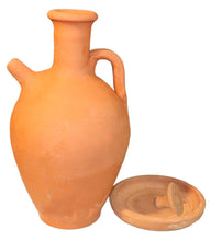 Load image into Gallery viewer, Handmade Pottery Pitcher with spout, Clay Water jug, Unglazed Terracotta Mud jar, Earthenware carafe, Traditional drinking Bottle with plate
