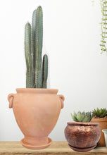 Load image into Gallery viewer, Handmade Pottery Clay Planter, Natural Terracotta plant pot, flower pots with Saucer, earthenware flowerpots
