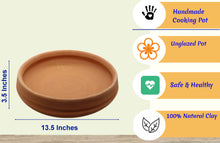 Load image into Gallery viewer, Cooking Clay pot, handmade Pottery cookware tray , Natural Unglazed Earthenware tray Dish, cooking Plate, Terracotta Mud Platter
