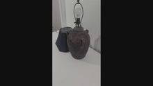 Load and play video in Gallery viewer, Table Lamp, Handmade Clay Beside Lamps, Hand-Aged Artisan Design Pottery Nightstand Lamp, Terracotta Unglazed Table lamp
